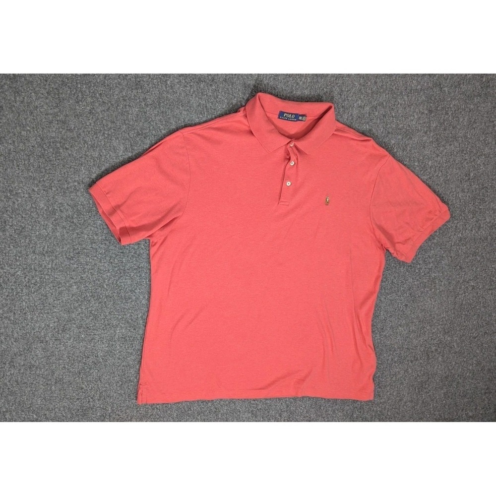 Polo Ralph‎ Lauren Shirt Mens 2XLT Red Coral Golf Rugby Old Money Quiet Luxury